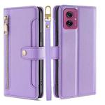 For Motorola Moto G55 5G Sheep Texture Cross-body Zipper Wallet Leather Phone Case(Purple)