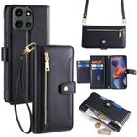 For Motorola Moto G 5G 2025 Sheep Texture Cross-body Zipper Wallet Leather Phone Case(Black)