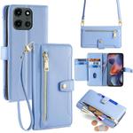 For Motorola Moto G 5G 2025 Sheep Texture Cross-body Zipper Wallet Leather Phone Case(Blue)