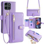 For Motorola Moto G 5G 2025 Sheep Texture Cross-body Zipper Wallet Leather Phone Case(Purple)
