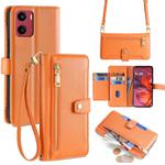 For Motorola Moto G05 Sheep Texture Cross-body Zipper Wallet Leather Phone Case(Orange)