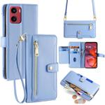 For Motorola Moto G05 Sheep Texture Cross-body Zipper Wallet Leather Phone Case(Blue)