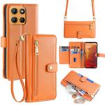 For Motorola Moto G15 / G15 Power Sheep Texture Cross-body Zipper Wallet Leather Phone Case(Orange)