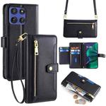 For Motorola Moto G Stylus 5G 2025 Sheep Texture Cross-body Zipper Wallet Leather Phone Case(Black)