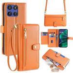 For Motorola Moto G Stylus 5G 2025 Sheep Texture Cross-body Zipper Wallet Leather Phone Case(Orange)