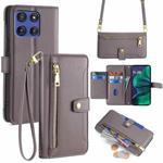 For Motorola Moto G Stylus 5G 2025 Sheep Texture Cross-body Zipper Wallet Leather Phone Case(Grey)