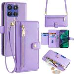 For Motorola Moto G Stylus 5G 2025 Sheep Texture Cross-body Zipper Wallet Leather Phone Case(Purple)
