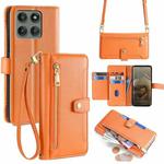 For Motorola Edge 60 Pro 5G Sheep Texture Cross-body Zipper Wallet Leather Phone Case(Orange)