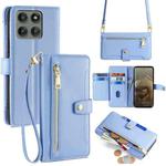 For Motorola Edge 60 Pro 5G Sheep Texture Cross-body Zipper Wallet Leather Phone Case(Blue)