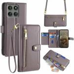 For Motorola Edge 60 Pro 5G Sheep Texture Cross-body Zipper Wallet Leather Phone Case(Grey)
