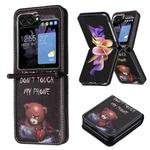 For Samsung Galaxy Z Flip5 Colored Drawing Pattern PU + PC Shockproof Phone Case(Bear)