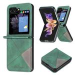 For Samsung Galaxy Z Flip6 Rhombus Texture PU + PC Shockproof Phone Case(Green)