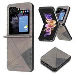 For Samsung Galaxy Z Flip5 Rhombus Texture PU + PC Shockproof Phone Case(Grey)
