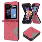 For Samsung Galaxy Z Flip5 Rhombus Texture PU + PC Shockproof Phone Case(Red)