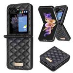 For Samsung Galaxy Z Flip5 Diamond Lattice PU + PC Shockproof Phone Case(Black)