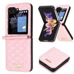 For Samsung Galaxy Z Flip5 Diamond Lattice PU + PC Shockproof Phone Case(Pink)