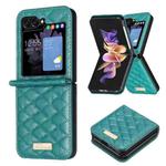 For Samsung Galaxy Z Flip5 Diamond Lattice PU + PC Shockproof Phone Case(Green)