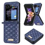 For Samsung Galaxy Z Flip7 Diamond Lattice PU + PC Shockproof Phone Case(Blue)