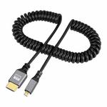 HDMI Type-A to HDMI Type-D HDMI OD4.0 Spring Cable, Length: 0.5m~2.4m(Grey Shell)