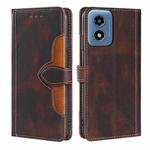 For Motorola Moto G Play 4G 2024 Skin Feel Magnetic Buckle Leather Phone Case(Brown)