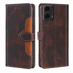 For Motorola Moto G24 4G Skin Feel Magnetic Buckle Leather Phone Case(Brown)