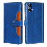 For Motorola Moto G34 5G Skin Feel Magnetic Buckle Leather Phone Case(Blue)