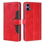 For Motorola Moto G34 5G Skin Feel Magnetic Buckle Leather Phone Case(Red)