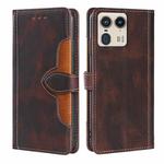 For Motorola Edge 50 Ultra Skin Feel Magnetic Buckle Leather Phone Case(Brown)