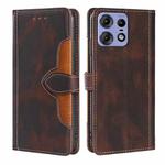 For Motorola Edge 50 Pro 5G Skin Feel Magnetic Buckle Leather Phone Case(Brown)