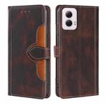 For Motorola Moto G Power 5G 2024 Skin Feel Magnetic Buckle Leather Phone Case(Brown)