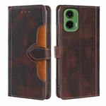 For Motorola Moto G35 5G Skin Feel Magnetic Buckle Leather Phone Case(Brown)