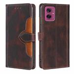 For Motorola Moto G55 5G Skin Feel Magnetic Buckle Leather Phone Case(Brown)