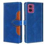 For Motorola Moto G55 5G Skin Feel Magnetic Buckle Leather Phone Case(Blue)