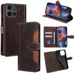 For Motorola Moto G 5G 2025 Skin Feel Magnetic Buckle Leather Phone Case(Brown)
