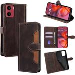 For Motorola Moto G05 Skin Feel Magnetic Buckle Leather Phone Case(Brown)