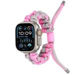 For Apple Watch Ultra 2 49mm Screw Nut Dual-Color Braided Paracord Watch Band(Silver Pink)