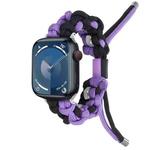 For Apple Watch Series 9 45mm Screw Nut Dual-Color Braided Paracord Watch Band(Black Purple)