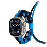 For Apple Watch Ultra 49mm Screw Nut Dual-Color Braided Paracord Watch Band(Black Blue)