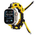 For Apple Watch Ultra 49mm Screw Nut Dual-Color Braided Paracord Watch Band(Black Yellow)