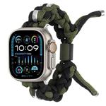 For Apple Watch Ultra 49mm Screw Nut Dual-Color Braided Paracord Watch Band(Black Green)