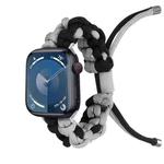 For Apple Watch Series 8 41mm Screw Nut Dual-Color Braided Paracord Watch Band(Black Grey)