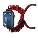 For Apple Watch Series 8 45mm Screw Nut Dual-Color Braided Paracord Watch Band(Black Red)