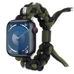 For Apple Watch SE 40mm Screw Nut Dual-Color Braided Paracord Watch Band(Black Green)