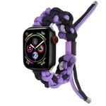 For Apple Watch Series 5 44mm Screw Nut Dual-Color Braided Paracord Watch Band(Black Purple)
