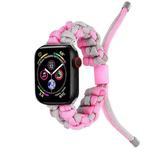 For Apple Watch Series 5 44mm Screw Nut Dual-Color Braided Paracord Watch Band(Silver Pink)