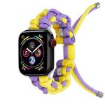 For Apple Watch Series 4 44mm Screw Nut Dual-Color Braided Paracord Watch Band(Purple Yellow)