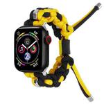 For Apple Watch Series 2 38mm Screw Nut Dual-Color Braided Paracord Watch Band(Black Yellow)