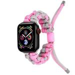 For Apple Watch Series 2 38mm Screw Nut Dual-Color Braided Paracord Watch Band(Silver Pink)