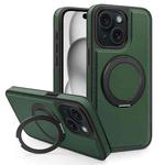 For iPhone 15 Yashi 360 Degree Rotating MagSafe Bracket Phone Case(Dark Green)