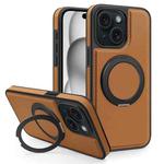 For iPhone 15 Yashi 360 Degree Rotating MagSafe Bracket Phone Case(Brown)